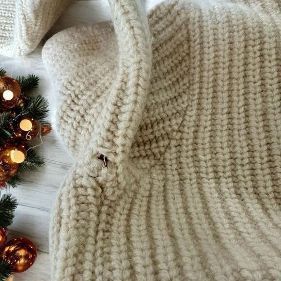 Vintage ALPS The Big Stitch Knitted Sweater Ivory Cream Pockets Size Large - Picture 5 of 7